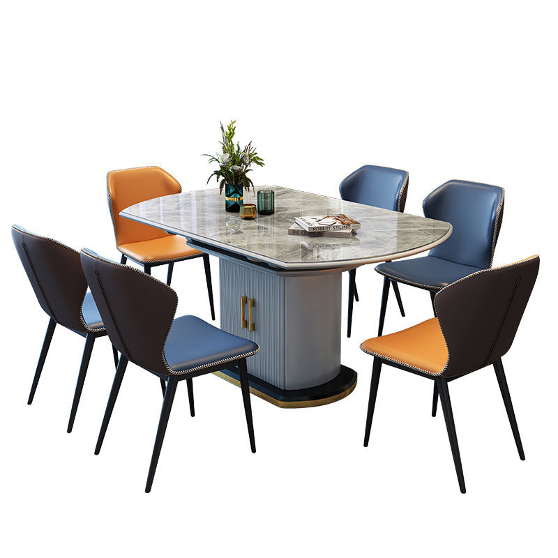 Contemporary Sintered Stone Dining Room Set Foldable Standard Height Formal Dining Table Furniture Clearhalo 'Dining Room Sets' 'Dining Tables & Seating' 'dining_room_set' 'furn' 'furn_dining_room_set' 'Furniture' 'furniture_dining_room_set' 'Kitchen & Dining Furniture' 'kitchen&dining_furn' 'kitchen' 3492155