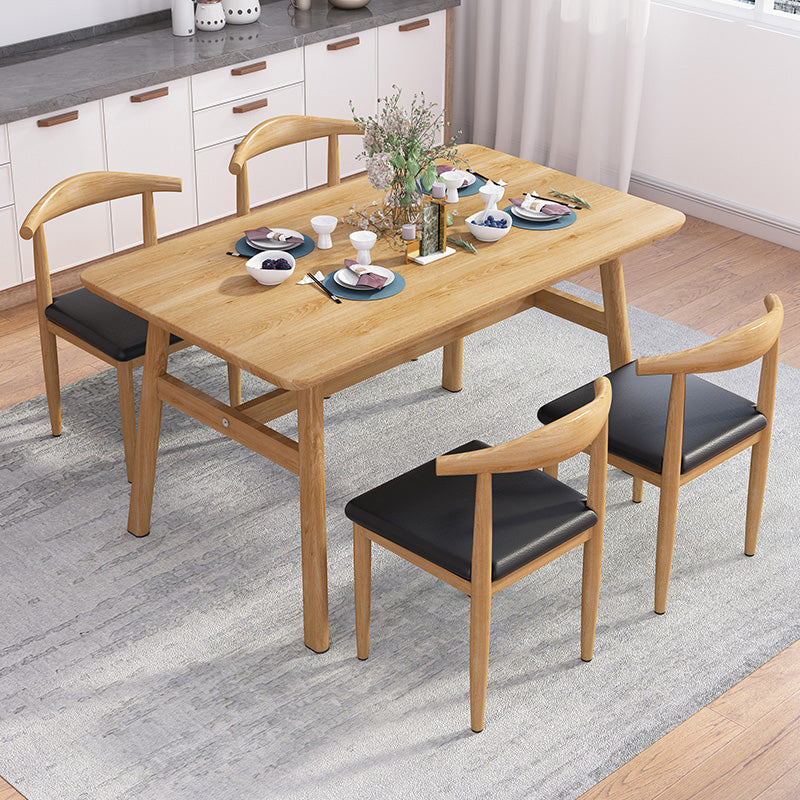 Rectangle Contemporary MDF Dining Room Set Standard Height Dining Furniture Set with Trestle Base Black 5 Piece Set Clearhalo 'Dining Room Sets' 'Dining Tables & Seating' 'dining_room_set' 'furn' 'furn_dining_room_set' 'Furniture' 'furniture_dining_room_set' 'Kitchen & Dining Furniture' 'kitchen&dining_furn' 'kitchen' 3492184