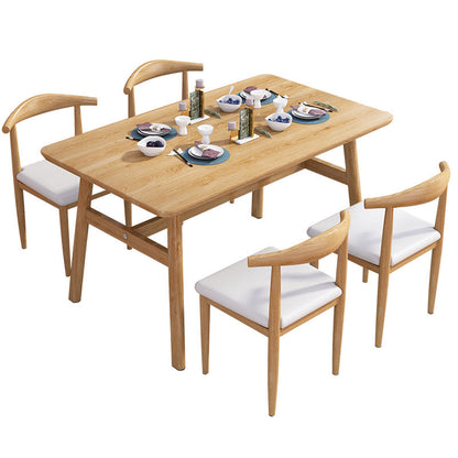 Rectangle Contemporary MDF Dining Room Set Standard Height Dining Furniture Set with Trestle Base White 5 Piece Set Clearhalo 'Dining Room Sets' 'Dining Tables & Seating' 'dining_room_set' 'furn' 'furn_dining_room_set' 'Furniture' 'furniture_dining_room_set' 'Kitchen & Dining Furniture' 'kitchen&dining_furn' 'kitchen' 3492186