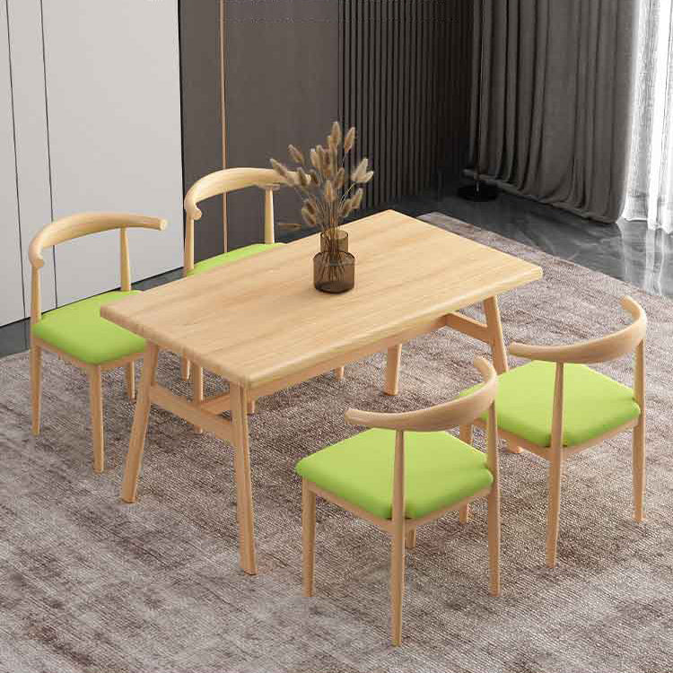 Rectangle Contemporary MDF Dining Room Set Standard Height Dining Furniture Set with Trestle Base Green 5 Piece Set Clearhalo 'Dining Room Sets' 'Dining Tables & Seating' 'dining_room_set' 'furn' 'furn_dining_room_set' 'Furniture' 'furniture_dining_room_set' 'Kitchen & Dining Furniture' 'kitchen&dining_furn' 'kitchen' 3492191