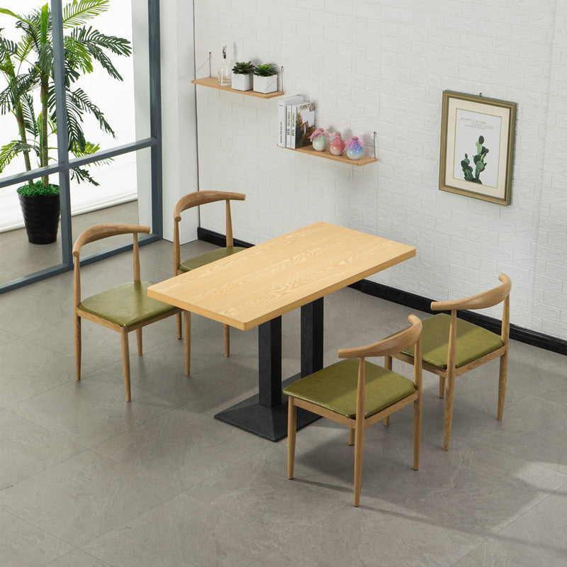 MDF 5 Pcs Modern Dining Room Set with Cow Horn Chairs Standard Height Dinette Set Army Green 5 Piece Set Clearhalo 'Dining Room Sets' 'Dining Tables & Seating' 'dining_room_set' 'furn' 'furn_dining_room_set' 'Furniture' 'furniture_dining_room_set' 'Kitchen & Dining Furniture' 'kitchen&dining_furn' 'kitchen' 3492198