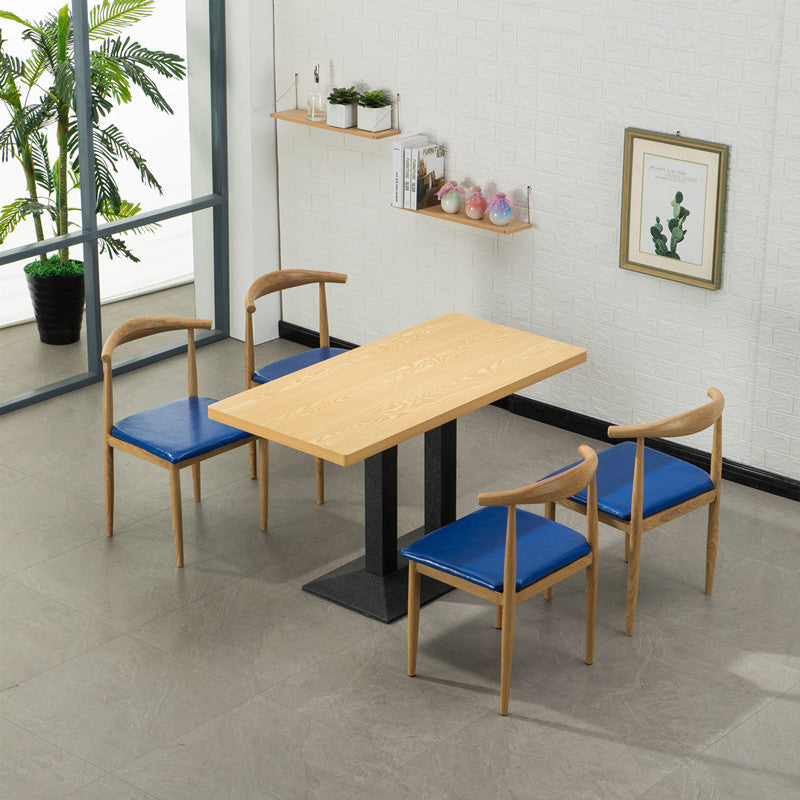 MDF 5 Pcs Modern Dining Room Set with Cow Horn Chairs Standard Height Dinette Set Blue 5 Piece Set Clearhalo 'Dining Room Sets' 'Dining Tables & Seating' 'dining_room_set' 'furn' 'furn_dining_room_set' 'Furniture' 'furniture_dining_room_set' 'Kitchen & Dining Furniture' 'kitchen&dining_furn' 'kitchen' 3492214