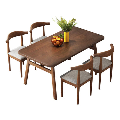 Modern Style Solid Wood Top Dining Furniture Set with Rectangle Shape Dining Table Furniture 5 Piece Set Clearhalo 'Dining Room Sets' 'Dining Tables & Seating' 'dining_room_set' 'furn' 'furn_dining_room_set' 'Furniture' 'furniture_dining_room_set' 'Kitchen & Dining Furniture' 'kitchen&dining_furn' 'kitchen' 3492263