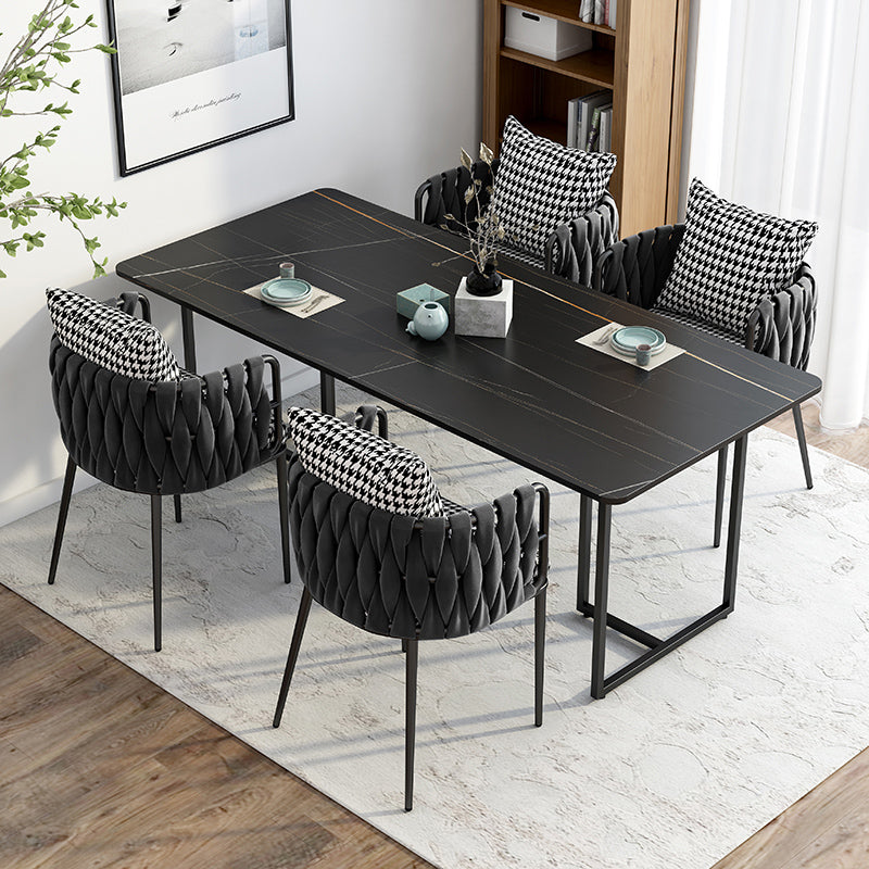 Modern Style Rectangle Shape Dinette Set Sintered Stone Top Dining Table Furniture for Dining Room 5 Piece Set Clearhalo 'Dining Room Sets' 'Dining Tables & Seating' 'dining_room_set' 'furn' 'furn_dining_room_set' 'Furniture' 'furniture_dining_room_set' 'Kitchen & Dining Furniture' 'kitchen&dining_furn' 'kitchen' 3492272