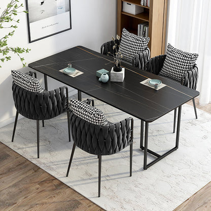 Modern Style Rectangle Shape Dinette Set Sintered Stone Top Dining Table Furniture for Dining Room 5 Piece Set Clearhalo 'Dining Room Sets' 'Dining Tables & Seating' 'dining_room_set' 'furn' 'furn_dining_room_set' 'Furniture' 'furniture_dining_room_set' 'Kitchen & Dining Furniture' 'kitchen&dining_furn' 'kitchen' 3492272