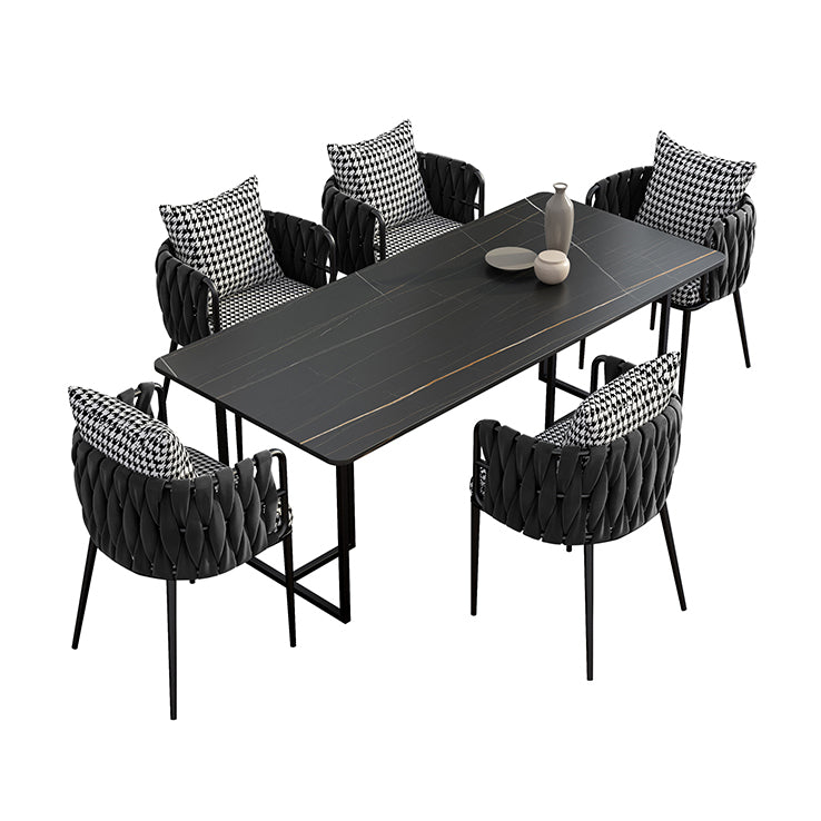 Modern Style Rectangle Shape Dinette Set Sintered Stone Top Dining Table Furniture for Dining Room Clearhalo 'Dining Room Sets' 'Dining Tables & Seating' 'dining_room_set' 'furn' 'furn_dining_room_set' 'Furniture' 'furniture_dining_room_set' 'Kitchen & Dining Furniture' 'kitchen&dining_furn' 'kitchen' 3492276