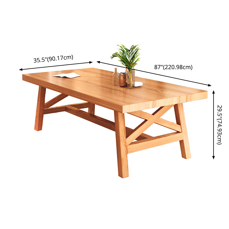 Contemporary Wood Top Dining Table with Rectangle Dining Table Furniture with Trestle Table Clearhalo 'Dining Room Sets' 'Dining Tables & Seating' 'dining_room_set' 'furn' 'furn_dining_room_set' 'Furniture' 'furniture_dining_room_set' 'Kitchen & Dining Furniture' 'kitchen&dining_furn' 'kitchen' 3492307