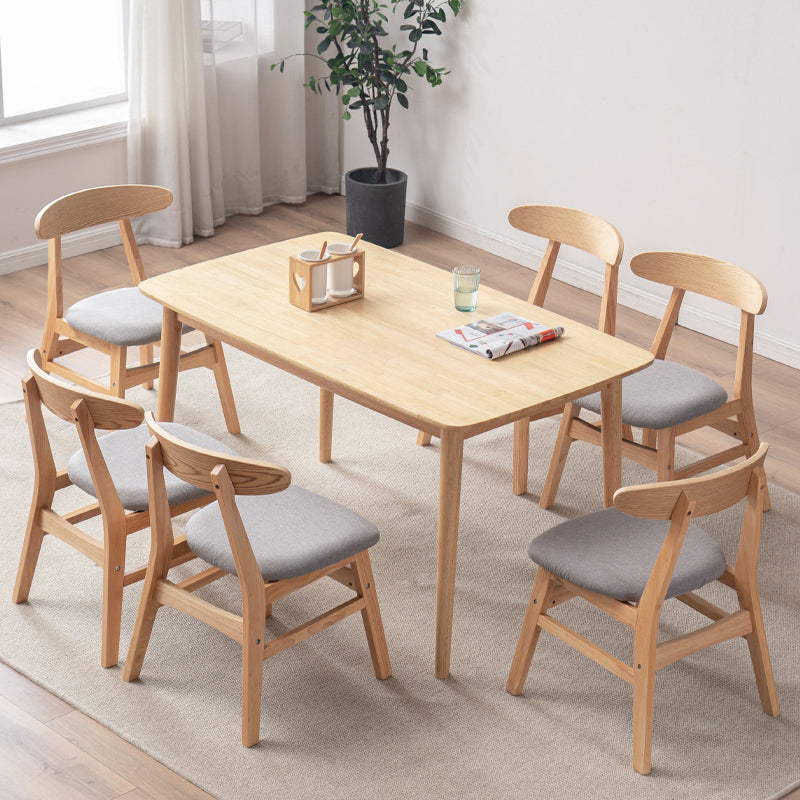 Contemporary Solid Wood Top Dining Set with 4 Legs Fixed Table Dinette Set for Restaurant Ladder Back 7 Piece Set Clearhalo 'Dining Room Sets' 'Dining Tables & Seating' 'dining_room_set' 'furn' 'furn_dining_room_set' 'Furniture' 'furniture_dining_room_set' 'Kitchen & Dining Furniture' 'kitchen&dining_furn' 'kitchen' 3492327
