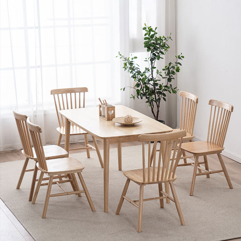 Contemporary Solid Wood Top Dining Set with 4 Legs Fixed Table Dinette Set for Restaurant Windsor 7 Piece Set Clearhalo 'Dining Room Sets' 'Dining Tables & Seating' 'dining_room_set' 'furn' 'furn_dining_room_set' 'Furniture' 'furniture_dining_room_set' 'Kitchen & Dining Furniture' 'kitchen&dining_furn' 'kitchen' 3492328