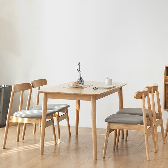 Contemporary Solid Wood Top Dining Set with 4 Legs Fixed Table Dinette Set for Restaurant Clearhalo 'Dining Room Sets' 'Dining Tables & Seating' 'dining_room_set' 'furn' 'furn_dining_room_set' 'Furniture' 'furniture_dining_room_set' 'Kitchen & Dining Furniture' 'kitchen&dining_furn' 'kitchen' 3492341