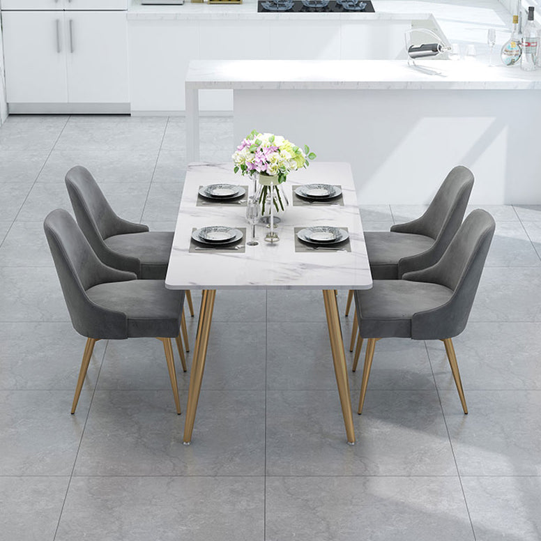Scandinavian Faux Marble Top Dining Room Set with Rectangle Table and 4 Legs Base Dining Set Grey 5 Piece Set Clearhalo 'Dining Room Sets' 'Dining Tables & Seating' 'dining_room_set' 'furn' 'furn_dining_room_set' 'Furniture' 'furniture_dining_room_set' 'Kitchen & Dining Furniture' 'kitchen&dining_furn' 'kitchen' 3492358