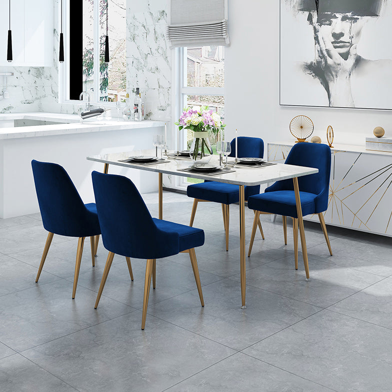 Scandinavian Faux Marble Top Dining Room Set with Rectangle Table and 4 Legs Base Dining Set Blue 5 Piece Set Clearhalo 'Dining Room Sets' 'Dining Tables & Seating' 'dining_room_set' 'furn' 'furn_dining_room_set' 'Furniture' 'furniture_dining_room_set' 'Kitchen & Dining Furniture' 'kitchen&dining_furn' 'kitchen' 3492359