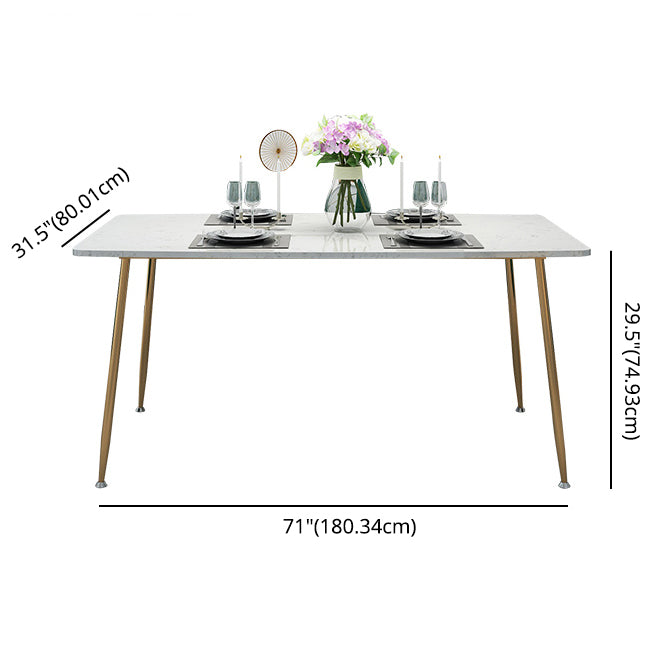 Scandinavian Faux Marble Top Dining Room Set with Rectangle Table and 4 Legs Base Dining Set Clearhalo 'Dining Room Sets' 'Dining Tables & Seating' 'dining_room_set' 'furn' 'furn_dining_room_set' 'Furniture' 'furniture_dining_room_set' 'Kitchen & Dining Furniture' 'kitchen&dining_furn' 'kitchen' 3492366