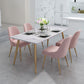 Scandinavian Faux Marble Top Dining Room Set with Rectangle Table and 4 Legs Base Dining Set Clearhalo 'Dining Room Sets' 'Dining Tables & Seating' 'dining_room_set' 'furn' 'furn_dining_room_set' 'Furniture' 'furniture_dining_room_set' 'Kitchen & Dining Furniture' 'kitchen&dining_furn' 'kitchen' 3492369