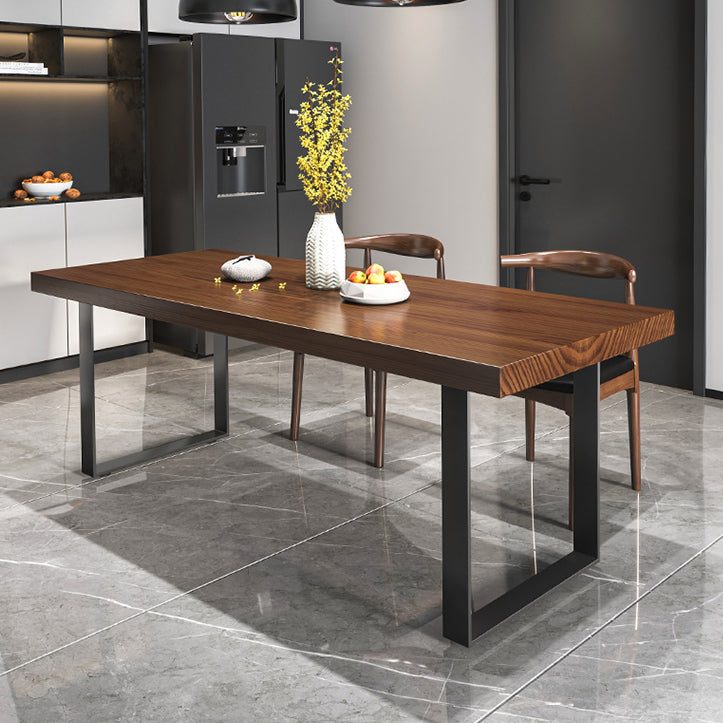 Industrial Style Solid Wood Dining Set with Fixed Table and Double Pedestal Base 3 Piece Set Clearhalo 'Dining Room Sets' 'Dining Tables & Seating' 'dining_room_set' 'furn' 'furn_dining_room_set' 'Furniture' 'furniture_dining_room_set' 'Kitchen & Dining Furniture' 'kitchen&dining_furn' 'kitchen' 3492387