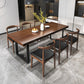 Industrial Style Solid Wood Dining Set with Fixed Table and Double Pedestal Base Clearhalo 'Dining Room Sets' 'Dining Tables & Seating' 'dining_room_set' 'furn' 'furn_dining_room_set' 'Furniture' 'furniture_dining_room_set' 'Kitchen & Dining Furniture' 'kitchen&dining_furn' 'kitchen' 3492396