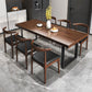 Industrial Style Solid Wood Dining Set with Fixed Table and Double Pedestal Base Clearhalo 'Dining Room Sets' 'Dining Tables & Seating' 'dining_room_set' 'furn' 'furn_dining_room_set' 'Furniture' 'furniture_dining_room_set' 'Kitchen & Dining Furniture' 'kitchen&dining_furn' 'kitchen' 3492398