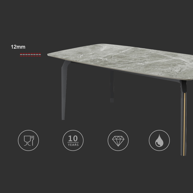 Minimalist Style Traditional Height Dining Set with Fixed Table and 4 Black Legs Base Clearhalo 'Dining Room Sets' 'Dining Tables & Seating' 'dining_room_set' 'furn' 'furn_dining_room_set' 'Furniture' 'furniture_dining_room_set' 'Kitchen & Dining Furniture' 'kitchen&dining_furn' 'kitchen' 3492426