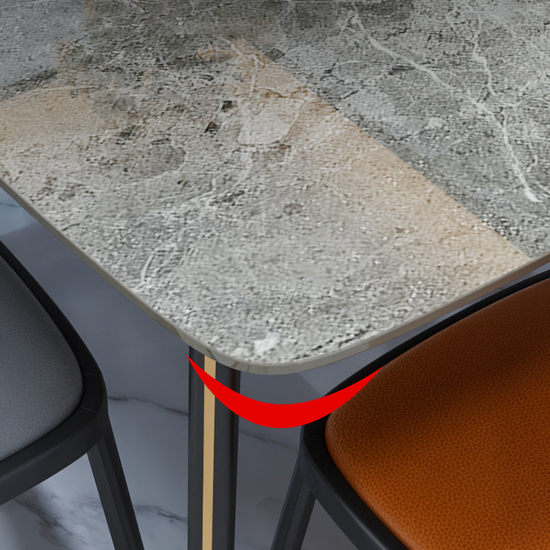 Minimalist Style Traditional Height Dining Set with Fixed Table and 4 Black Legs Base Clearhalo 'Dining Room Sets' 'Dining Tables & Seating' 'dining_room_set' 'furn' 'furn_dining_room_set' 'Furniture' 'furniture_dining_room_set' 'Kitchen & Dining Furniture' 'kitchen&dining_furn' 'kitchen' 3492427