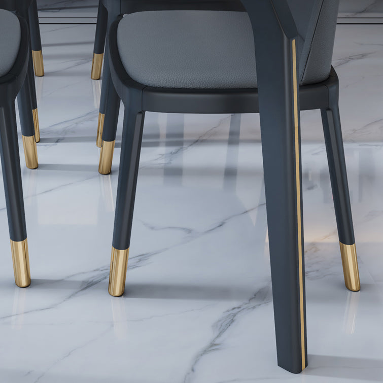 Minimalist Style Traditional Height Dining Set with Fixed Table and 4 Black Legs Base Clearhalo 'Dining Room Sets' 'Dining Tables & Seating' 'dining_room_set' 'furn' 'furn_dining_room_set' 'Furniture' 'furniture_dining_room_set' 'Kitchen & Dining Furniture' 'kitchen&dining_furn' 'kitchen' 3492428