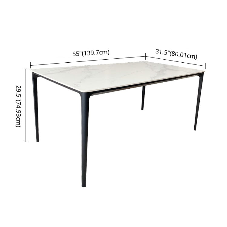 Modern Style Traditional Height Dining Set with White Fixed Table and 4 Black Legs Base Clearhalo 'Dining Room Sets' 'Dining Tables & Seating' 'dining_room_set' 'furn' 'furn_dining_room_set' 'Furniture' 'furniture_dining_room_set' 'Kitchen & Dining Furniture' 'kitchen&dining_furn' 'kitchen' 3492456