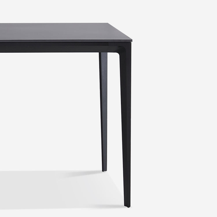 Modern Style Traditional Height Dining Set with Fixed Rectangle Shape Table and 4 Black Legs Base Clearhalo 'Dining Room Sets' 'Dining Tables & Seating' 'dining_room_set' 'furn' 'furn_dining_room_set' 'Furniture' 'furniture_dining_room_set' 'Kitchen & Dining Furniture' 'kitchen&dining_furn' 'kitchen' 3492465