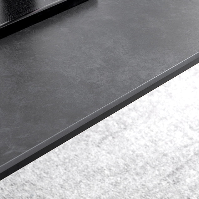 Modern Style Traditional Height Dining Set with Fixed Rectangle Shape Table and 4 Black Legs Base Clearhalo 'Dining Room Sets' 'Dining Tables & Seating' 'dining_room_set' 'furn' 'furn_dining_room_set' 'Furniture' 'furniture_dining_room_set' 'Kitchen & Dining Furniture' 'kitchen&dining_furn' 'kitchen' 3492469