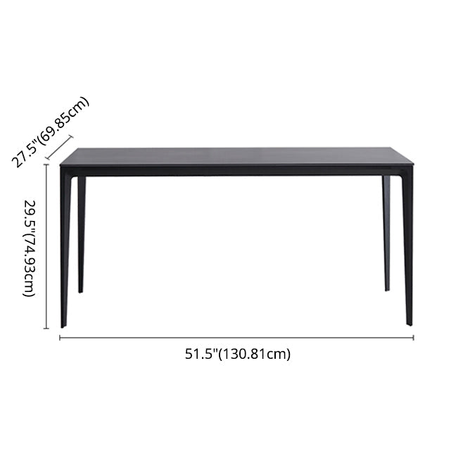 Modern Style Traditional Height Dining Set with Fixed Rectangle Shape Table and 4 Black Legs Base Clearhalo 'Dining Room Sets' 'Dining Tables & Seating' 'dining_room_set' 'furn' 'furn_dining_room_set' 'Furniture' 'furniture_dining_room_set' 'Kitchen & Dining Furniture' 'kitchen&dining_furn' 'kitchen' 3492470