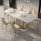 Modern Style Traditional Height Dining Set with Fixed Rectangle Shape Table and Pedestal Base Clearhalo 'Dining Room Sets' 'Dining Tables & Seating' 'dining_room_set' 'furn' 'furn_dining_room_set' 'Furniture' 'furniture_dining_room_set' 'Kitchen & Dining Furniture' 'kitchen&dining_furn' 'kitchen' 3492489