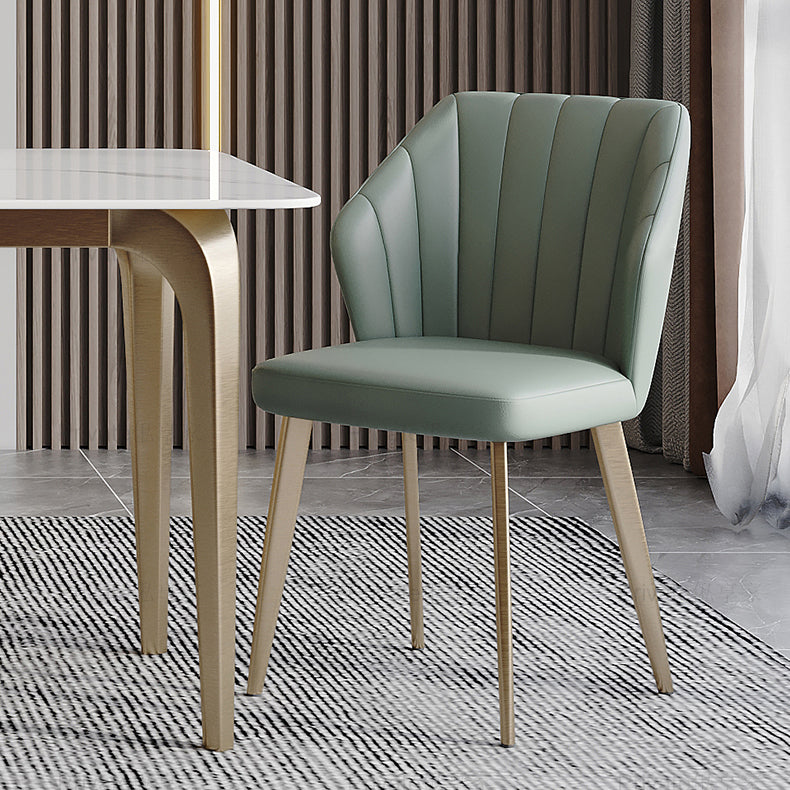 Modern Style Traditional Height Dining Set with Fixed Rectangle Shape Table and 4 Gold Legs Base Clearhalo 'Dining Room Sets' 'Dining Tables & Seating' 'dining_room_set' 'furn' 'furn_dining_room_set' 'Furniture' 'furniture_dining_room_set' 'Kitchen & Dining Furniture' 'kitchen&dining_furn' 'kitchen' 3492498