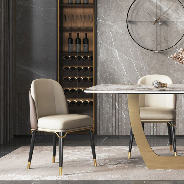 Minimalist Style Sintered Stone Dining Table with Rectangle Shape Fixed Table and Trestle Base Clearhalo 'Dining Room Sets' 'Dining Tables & Seating' 'dining_room_set' 'furn' 'furn_dining_room_set' 'Furniture' 'furniture_dining_room_set' 'Kitchen & Dining Furniture' 'kitchen&dining_furn' 'kitchen' 3492516