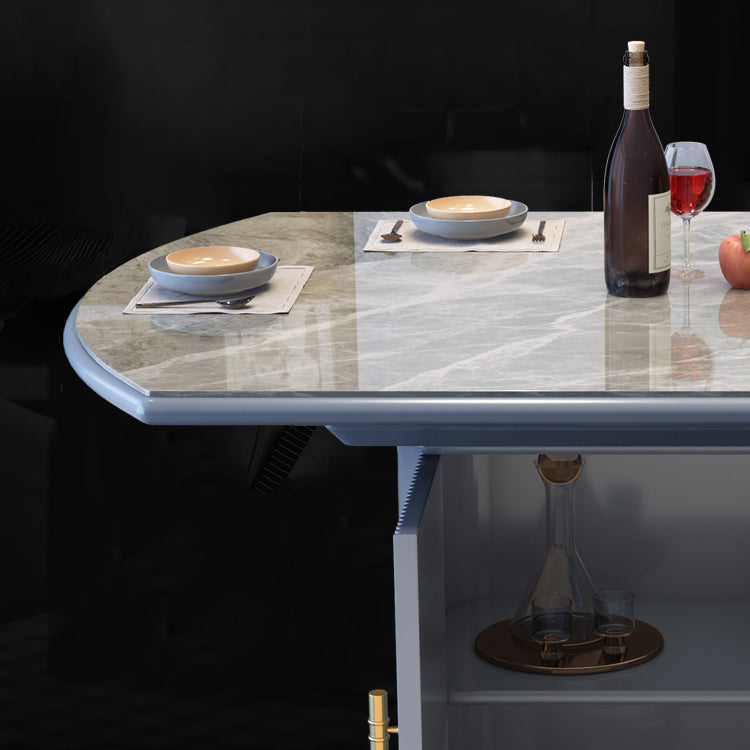 Contemporary Style Sintered Stone Dining Table with Self-Storing Leaf and Pedestal Base Clearhalo 'Dining Room Sets' 'Dining Tables & Seating' 'dining_room_set' 'furn' 'furn_dining_room_set' 'Furniture' 'furniture_dining_room_set' 'Kitchen & Dining Furniture' 'kitchen&dining_furn' 'kitchen' 3492529