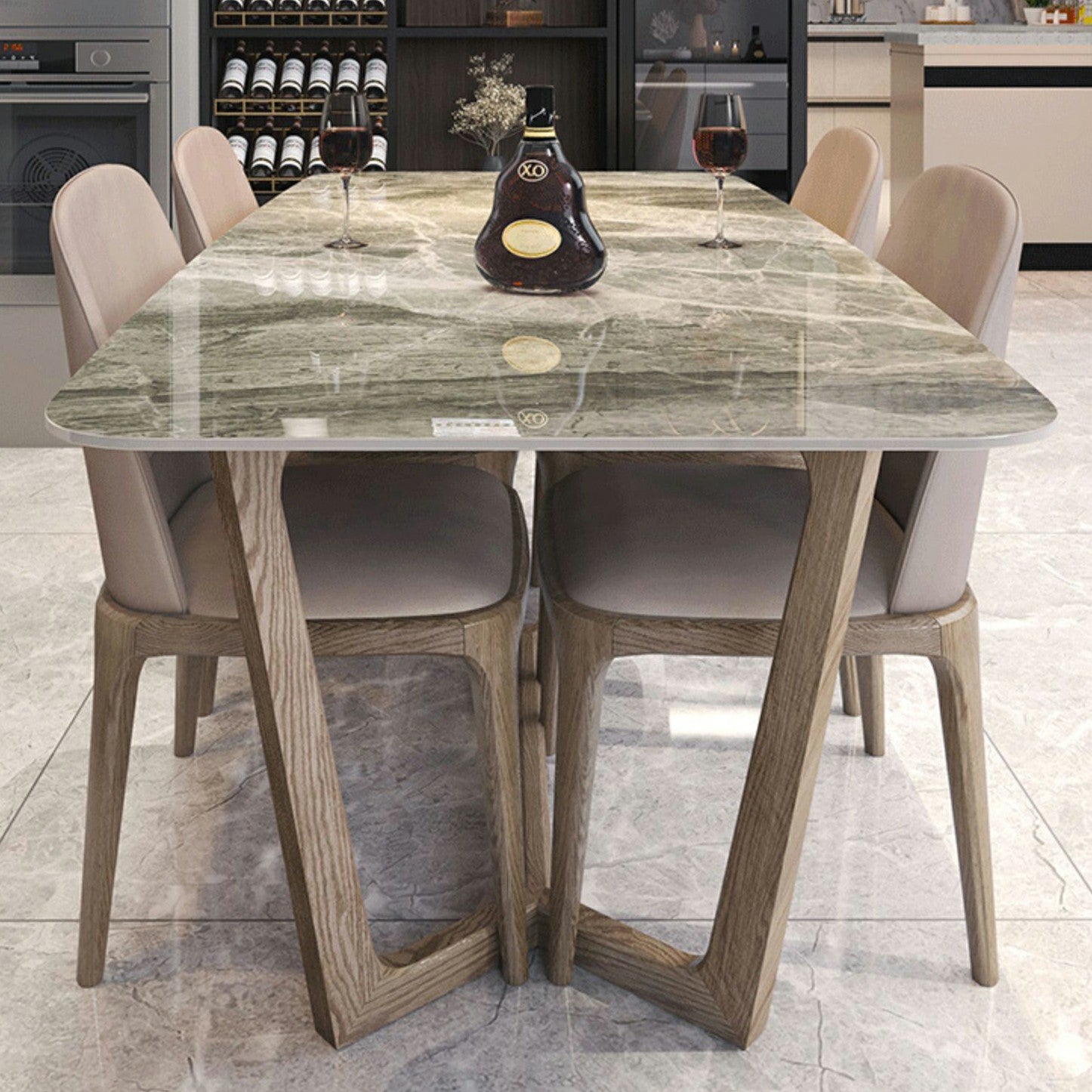 Contemporary Style Sintered Stone Dining Table with Grey Fixed Table and Trestle Base Clearhalo 'Dining Room Sets' 'Dining Tables & Seating' 'dining_room_set' 'furn' 'furn_dining_room_set' 'Furniture' 'furniture_dining_room_set' 'Kitchen & Dining Furniture' 'kitchen&dining_furn' 'kitchen' 3492552