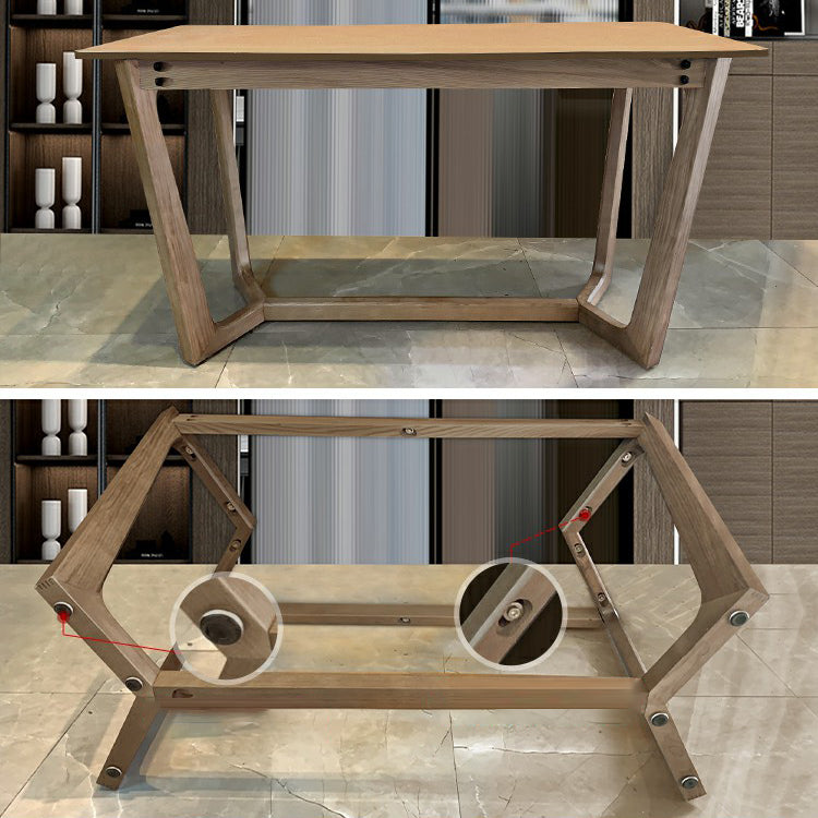 Contemporary Style Sintered Stone Dining Table with Grey Fixed Table and Trestle Base Clearhalo 'Dining Room Sets' 'Dining Tables & Seating' 'dining_room_set' 'furn' 'furn_dining_room_set' 'Furniture' 'furniture_dining_room_set' 'Kitchen & Dining Furniture' 'kitchen&dining_furn' 'kitchen' 3492554