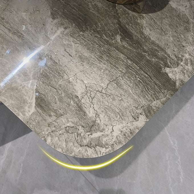 Contemporary Style Sintered Stone Dining Table with Grey Fixed Table and Trestle Base Clearhalo 'Dining Room Sets' 'Dining Tables & Seating' 'dining_room_set' 'furn' 'furn_dining_room_set' 'Furniture' 'furniture_dining_room_set' 'Kitchen & Dining Furniture' 'kitchen&dining_furn' 'kitchen' 3492556