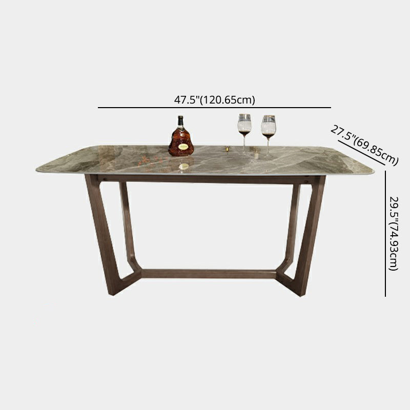 Contemporary Style Sintered Stone Dining Table with Grey Fixed Table and Trestle Base Clearhalo 'Dining Room Sets' 'Dining Tables & Seating' 'dining_room_set' 'furn' 'furn_dining_room_set' 'Furniture' 'furniture_dining_room_set' 'Kitchen & Dining Furniture' 'kitchen&dining_furn' 'kitchen' 3492558