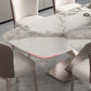 Minimalist Style Sintered Stone Dining Table with White Fixed Table and Trestle Base for Home Use Clearhalo 'Dining Room Sets' 'Dining Tables & Seating' 'dining_room_set' 'furn' 'furn_dining_room_set' 'Furniture' 'furniture_dining_room_set' 'Kitchen & Dining Furniture' 'kitchen&dining_furn' 'kitchen' 3492567
