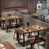 Industrial Style Solid Wood Dining Set with Fixed Table and Double Pedestal Base for Home Use Clearhalo 'Dining Room Sets' 'Dining Tables & Seating' 'dining_room_set' 'furn' 'furn_dining_room_set' 'Furniture' 'furniture_dining_room_set' 'Kitchen & Dining Furniture' 'kitchen&dining_furn' 'kitchen' 3492581