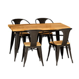 Industrial Style Solid Wood Dining Set with Fixed Table and 4 Legs Base for Home Use Clearhalo 'Dining Room Sets' 'Dining Tables & Seating' 'dining_room_set' 'furn' 'furn_dining_room_set' 'Furniture' 'furniture_dining_room_set' 'Kitchen & Dining Furniture' 'kitchen&dining_furn' 'kitchen' 3492595