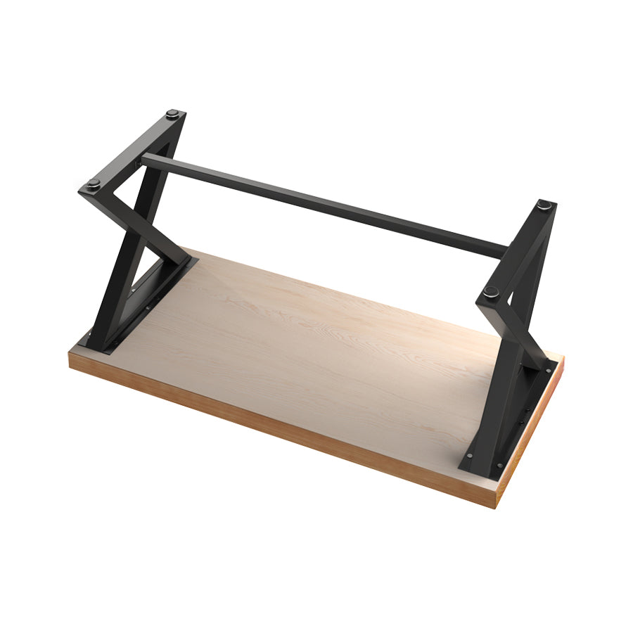 Industrial Style Solid Wood Dining Set with Traditional Height Fixed Table and Trestle Base Clearhalo 'Dining Room Sets' 'Dining Tables & Seating' 'dining_room_set' 'furn' 'furn_dining_room_set' 'Furniture' 'furniture_dining_room_set' 'Kitchen & Dining Furniture' 'kitchen&dining_furn' 'kitchen' 3492606