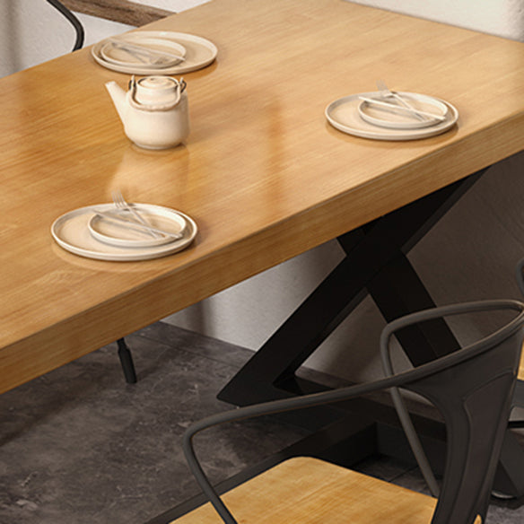 Industrial Style Solid Wood Dining Set with Traditional Height Fixed Table and Trestle Base Clearhalo 'Dining Room Sets' 'Dining Tables & Seating' 'dining_room_set' 'furn' 'furn_dining_room_set' 'Furniture' 'furniture_dining_room_set' 'Kitchen & Dining Furniture' 'kitchen&dining_furn' 'kitchen' 3492610