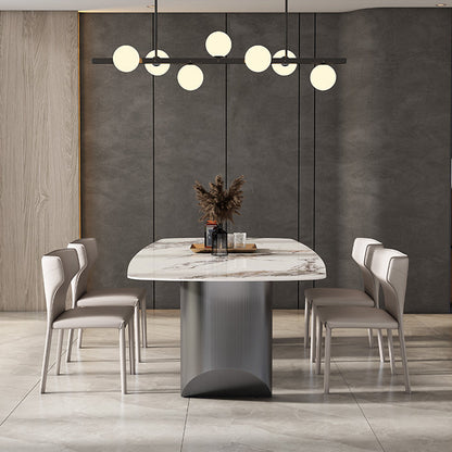 Minimalist Style Dining Table Set with Rectangle Shape Table and Upholstery Chairs 5 Piece Set Clearhalo 'Dining Room Sets' 'Dining Tables & Seating' 'dining_room_set' 'furn' 'furn_dining_room_set' 'Furniture' 'furniture_dining_room_set' 'Kitchen & Dining Furniture' 'kitchen&dining_furn' 'kitchen' 3492615