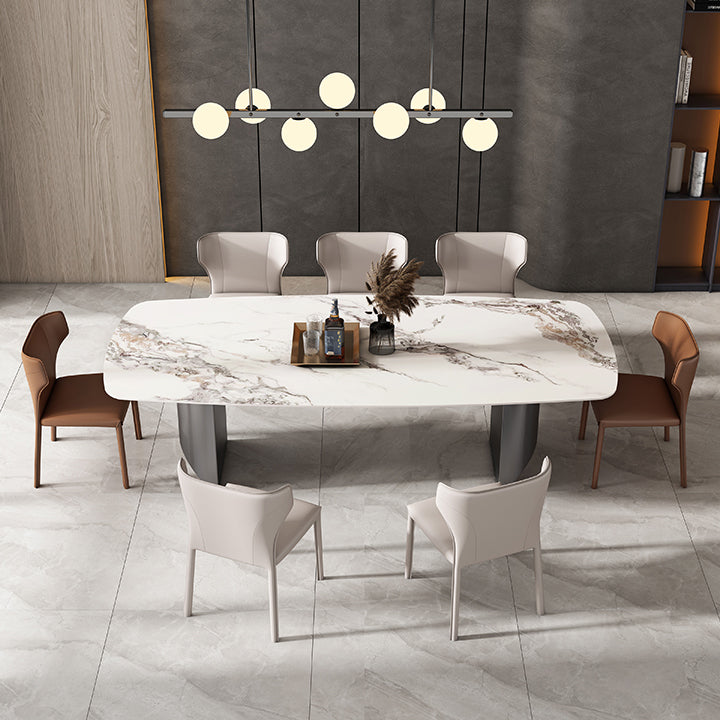 Minimalist Style Dining Table Set with Rectangle Shape Table and Upholstery Chairs Clearhalo 'Dining Room Sets' 'Dining Tables & Seating' 'dining_room_set' 'furn' 'furn_dining_room_set' 'Furniture' 'furniture_dining_room_set' 'Kitchen & Dining Furniture' 'kitchen&dining_furn' 'kitchen' 3492627