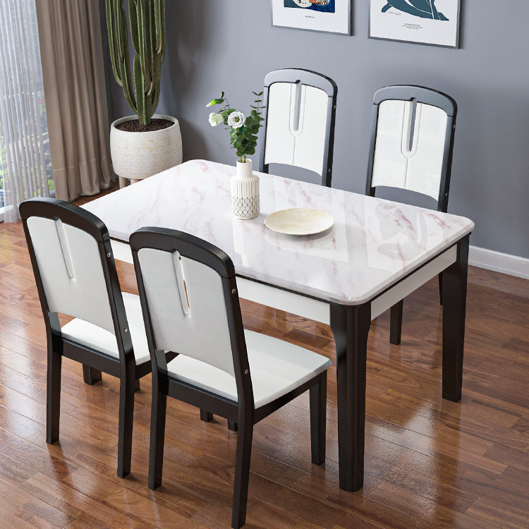 Dining Room Set Modern with Sintered Stone Dining Table and Solid Wood Chairs 5 Piece Set Clearhalo 'Dining Room Sets' 'Dining Tables & Seating' 'dining_room_set' 'furn' 'furn_dining_room_set' 'Furniture' 'furniture_dining_room_set' 'Kitchen & Dining Furniture' 'kitchen&dining_furn' 'kitchen' 3492628