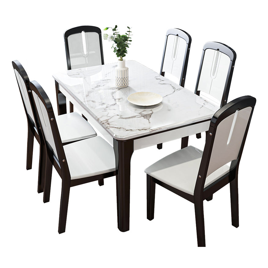 Dining Room Set Modern with Sintered Stone Dining Table and Solid Wood Chairs Clearhalo 'Dining Room Sets' 'Dining Tables & Seating' 'dining_room_set' 'furn' 'furn_dining_room_set' 'Furniture' 'furniture_dining_room_set' 'Kitchen & Dining Furniture' 'kitchen&dining_furn' 'kitchen' 3492632