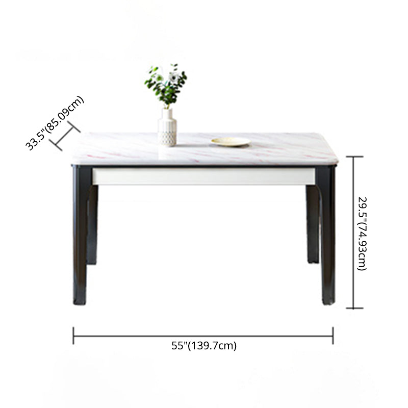 Dining Room Set Modern with Sintered Stone Dining Table and Solid Wood Chairs Clearhalo 'Dining Room Sets' 'Dining Tables & Seating' 'dining_room_set' 'furn' 'furn_dining_room_set' 'Furniture' 'furniture_dining_room_set' 'Kitchen & Dining Furniture' 'kitchen&dining_furn' 'kitchen' 3492639