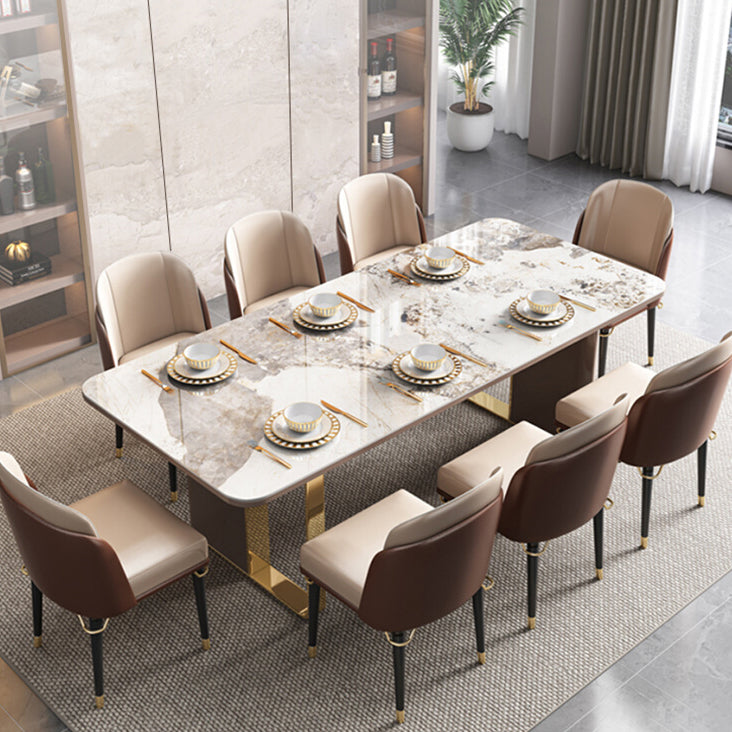 Dining Table Set Modern with Sintered Stone Dining Table and Padded Chairs Clearhalo 'Dining Room Sets' 'Dining Tables & Seating' 'dining_room_set' 'furn' 'furn_dining_room_set' 'Furniture' 'furniture_dining_room_set' 'Kitchen & Dining Furniture' 'kitchen&dining_furn' 'kitchen' 3492645