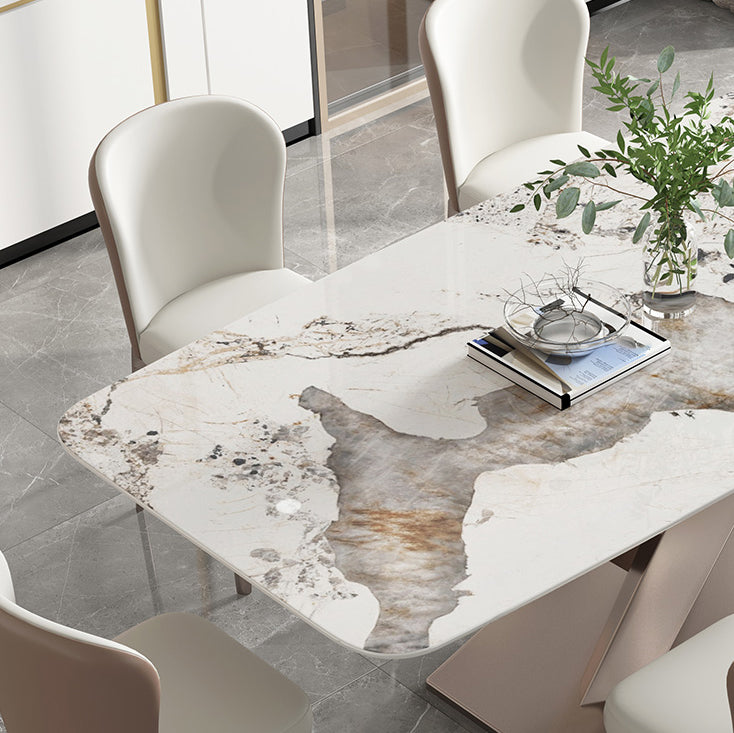 Minimalist Dining Table Sets with Rectangle Shape Table and Upholstered Chairs Clearhalo 'Dining Room Sets' 'Dining Tables & Seating' 'dining_room_set' 'furn' 'furn_dining_room_set' 'Furniture' 'furniture_dining_room_set' 'Kitchen & Dining Furniture' 'kitchen&dining_furn' 'kitchen' 3492674