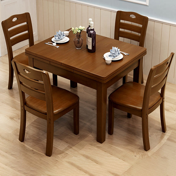 Minimalist Solid Wood Dining Sets with Rubberwood Wood Dining Table and Chairs 5 Piece Set Clearhalo 'Dining Room Sets' 'Dining Tables & Seating' 'dining_room_set' 'furn' 'furn_dining_room_set' 'Furniture' 'furniture_dining_room_set' 'Kitchen & Dining Furniture' 'kitchen&dining_furn' 'kitchen' 3492682