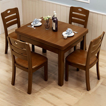 Minimalist Solid Wood Dining Sets with Rubberwood Wood Dining Table and Chairs 5 Piece Set Clearhalo 'Dining Room Sets' 'Dining Tables & Seating' 'dining_room_set' 'furn' 'furn_dining_room_set' 'Furniture' 'furniture_dining_room_set' 'Kitchen & Dining Furniture' 'kitchen&dining_furn' 'kitchen' 3492682